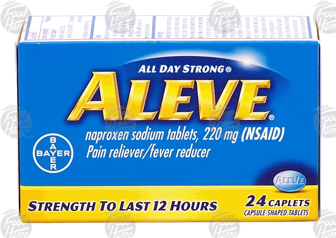 Aleve  naproxen sodium caplets, 220 mg pain reliever/fever reducer, capsule-shaped tablets Full-Size Picture